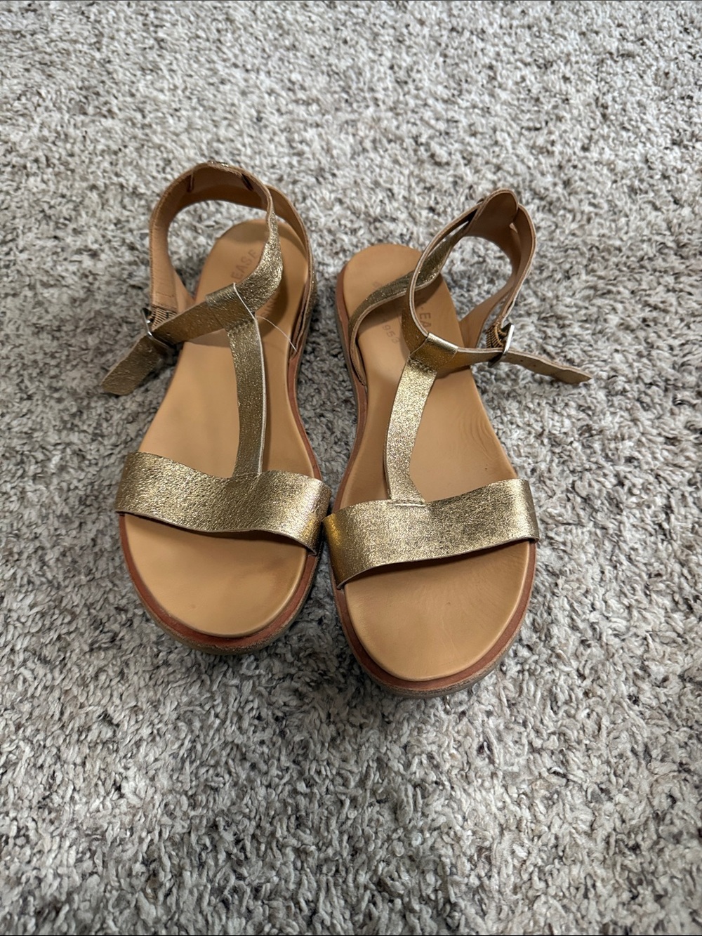 Kork-Ease Metallic Gold Leather Platform Sandals